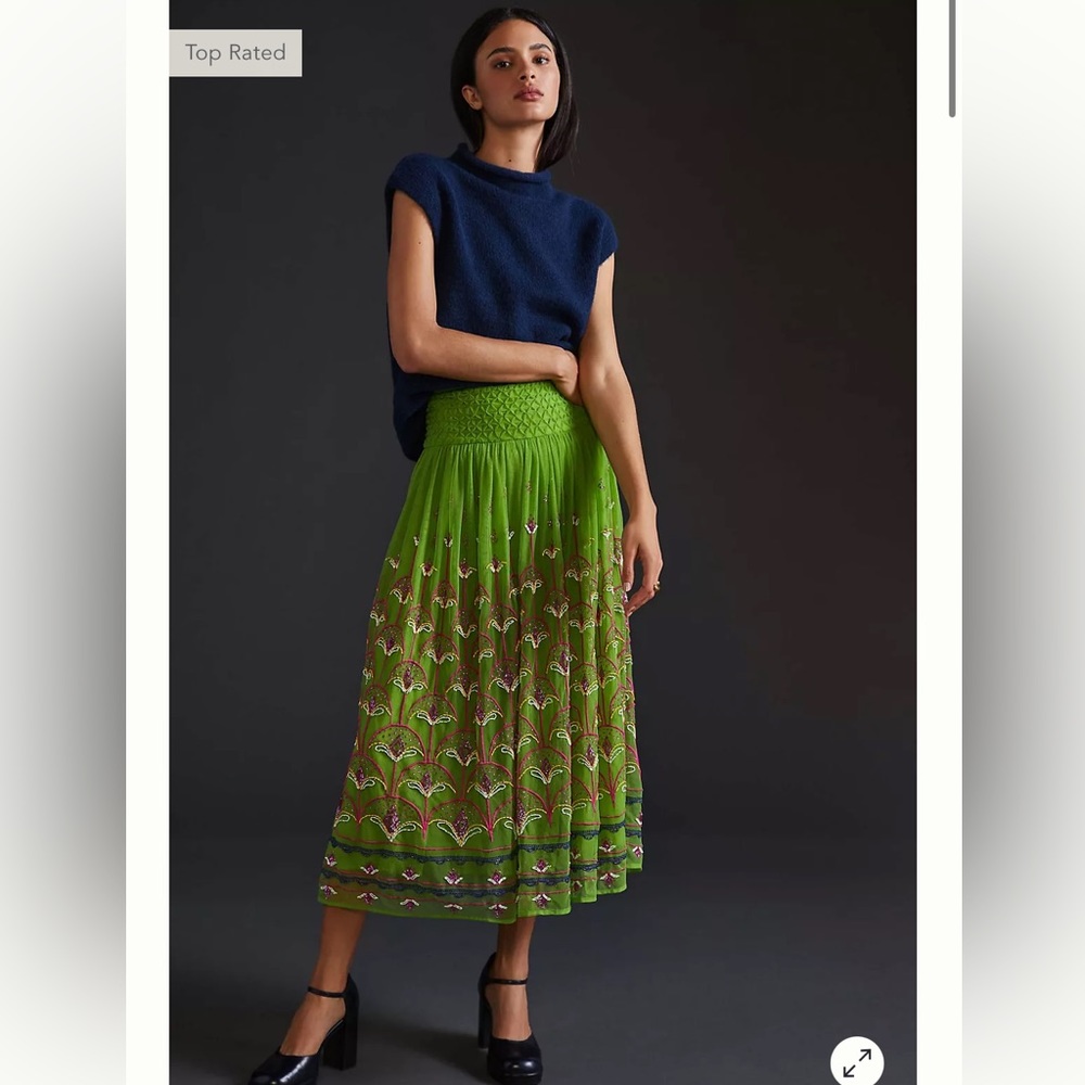 Anthropologie beaded beautiful midi tulle holiday ❄️❄️dress - Picture 3 of 6